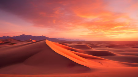 Desert sand dunes at sunset. 3d render illustration.の素材
