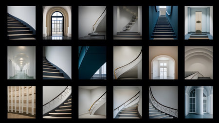 3d rendering of a set of staircases in a modern buildingの素材