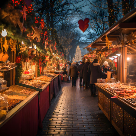 Christmas market in the old town of Vilnius, Lithuania.の素材