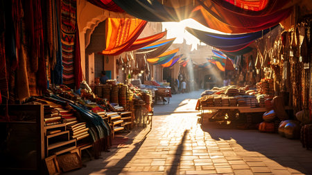Traditional moroccan market in Essaouira, Morocco.の素材