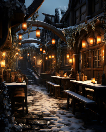 Beautiful winter alley in the old town of Gdansk, Polandの素材