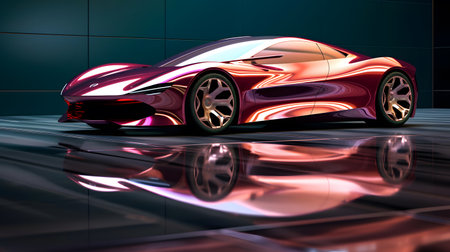 3D rendering of a brand-less generic concept car in studio environmentの素材