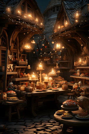 Christmas market in the old town of Gdansk, Poland.の素材