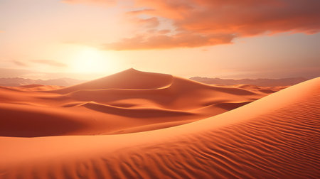 Sand dunes in the Sahara desert at sunset. Morocco, Africaの素材