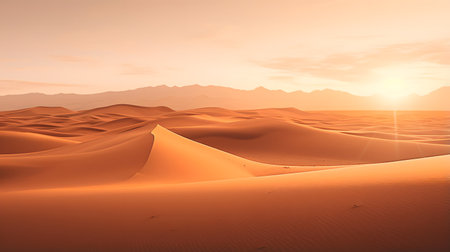 Desert landscape with sand dunes at sunset. 3d renderingの素材