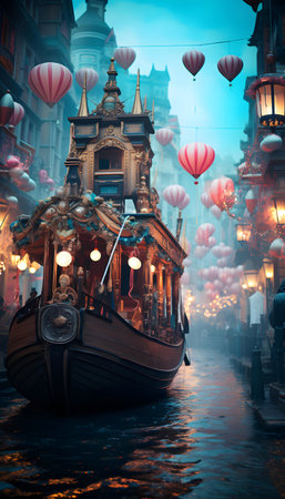 Boat on the Grand Canal in Venice, Italy. Travel concept.の素材