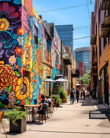 Colorful street art in Denver downtown.の素材