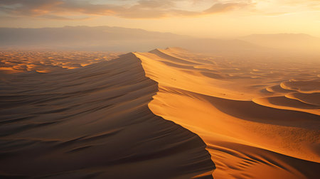 Sand dunes in the Sahara desert at sunset. Morocco, Africaの素材