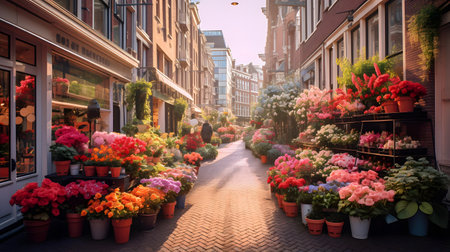 Flower market in the old town of Rotterdam, Netherlandsの素材