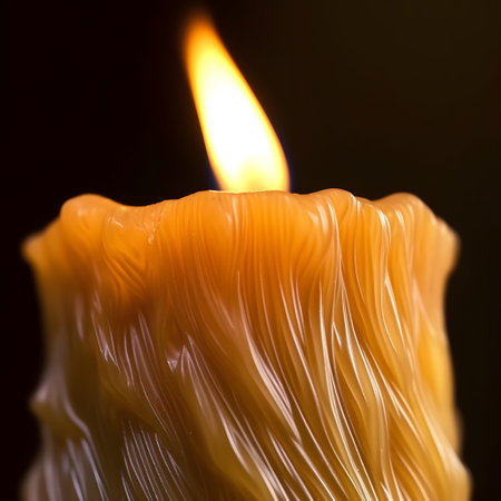 Burning candle on a black background close-up macro photography.の素材