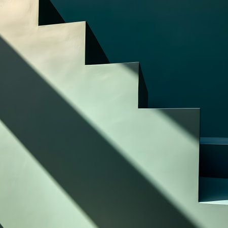Staircase on the wall of a modern building, abstract backgroundの素材