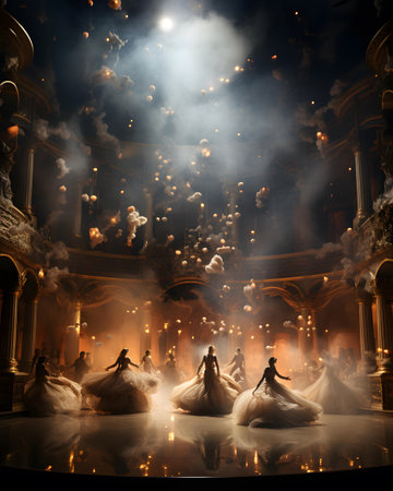 Wedding cake in the interior of the theater. Wedding cake on stageの素材