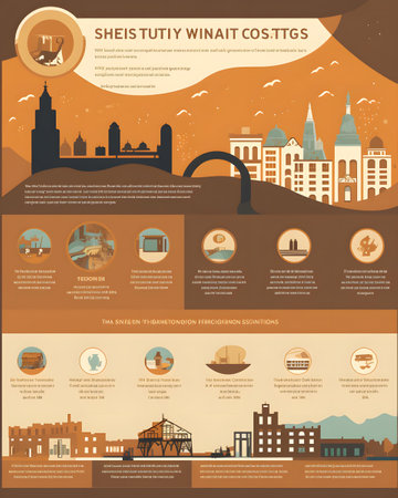 Set of flat design infographic elements for travel and tourism, vector illustrationの素材