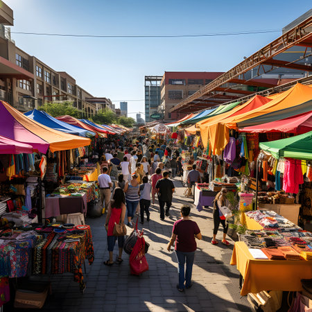 People visit the famous bazaar in Milan.の素材