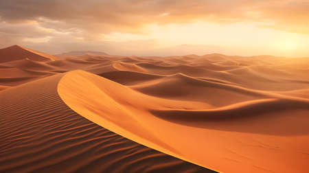 Sand dunes at sunset in the desert. 3d render illustrationの素材