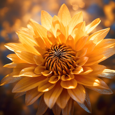 Beautiful orange chrysanthemum flower close up. Selective focus.の素材
