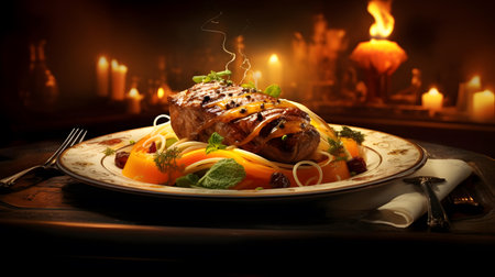 Tasty appetizing classic Italian pasta with a delicious meatloaf.の素材