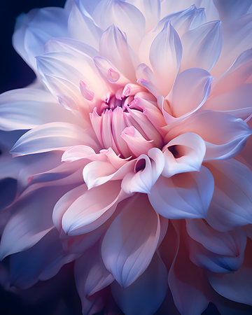 Beautiful pink dahlia flower closeup. Nature backgroundの素材