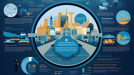 infographic design template in flat style with icons of the city.の素材