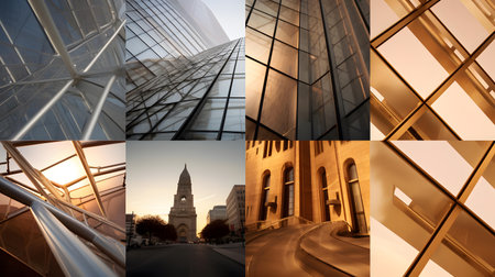Collage of skyscrapers in downtown Los Angeles, California.の素材