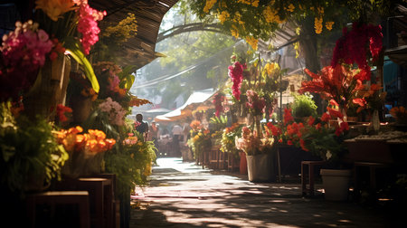 Flower market in Chiangmai, Thailand, Asia.の素材