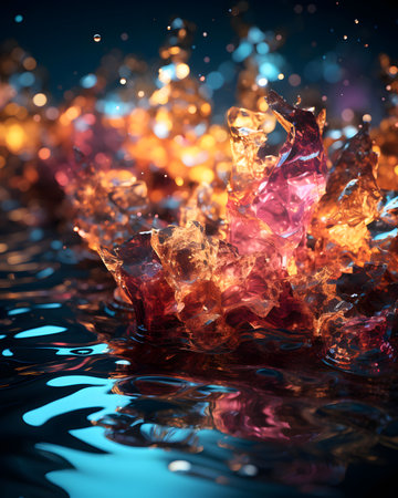 abstract background with crystals in water. 3d rendering, 3d illustration.の素材
