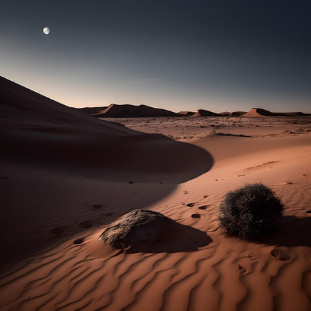 Sand dunes in the Sahara desert at night. Morocco, Africaの素材