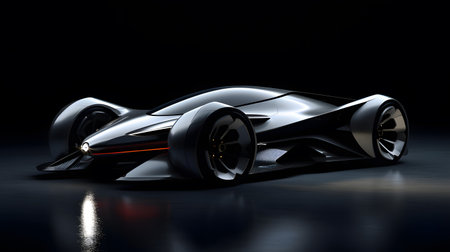 3D rendering of a brand-less generic concept car in studio environmentの素材