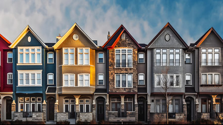 Colorful houses on the embankment of the River Thames in Londonの素材