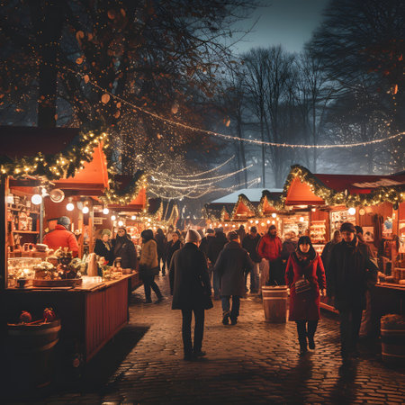 Christmas market at the old town of Vilnius, Lithuania.の素材