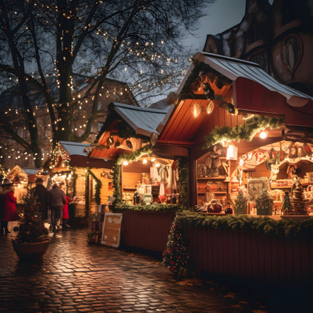 Christmas market in the old town of Vilnius, Lithuania.の素材
