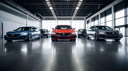 Cars in showroom. Cars in showroom. Car dealer.の素材