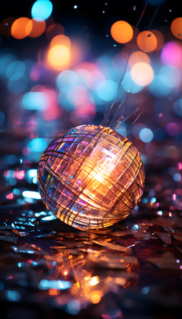 Christmas decoration - Christmas ball and bokeh lights backgroundの素材
