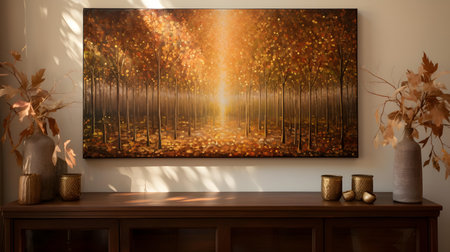 3d render of a modern living room interior design with a picture on the wallの素材