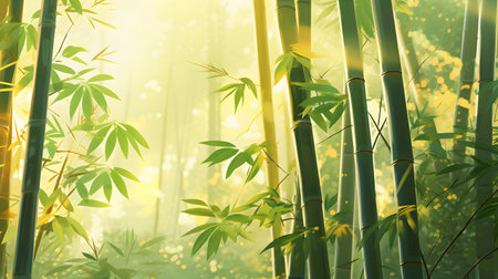 Bamboo forest in the morning light. Nature and environment background.の素材