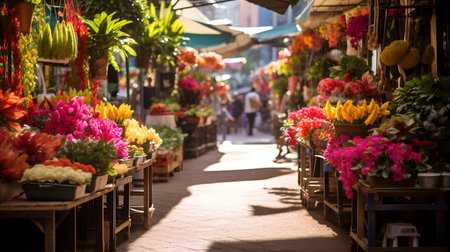 Flower market in Bangkok, Thailand. The flower market is a popular tourist attraction.の素材