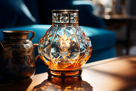 Vintage candlestick in the interior of the living room.の素材