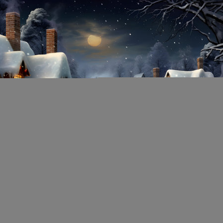 Winter landscape with chimney in the village. 3D illustrations.の素材