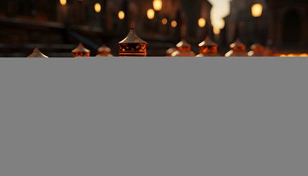 Ramadan Kareem lanterns in front of the mosque at nightの素材