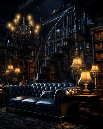 Luxury interior of the night club. 3D rendering.の素材