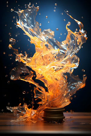 Splash of water on a black background. 3d rendering.の素材