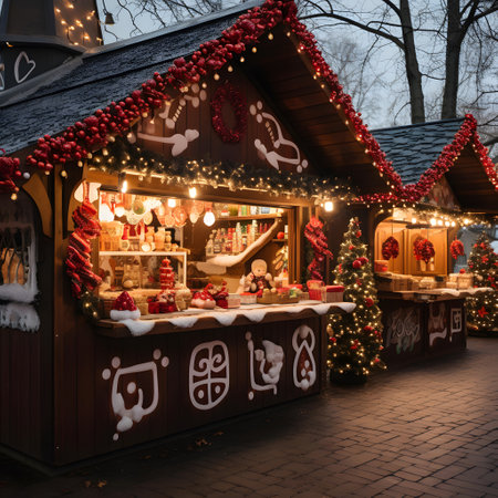 Christmas market in the old town of Vilnius, Lithuania.の素材