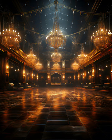 Interior of the hall of the old building. 3D renderingの素材