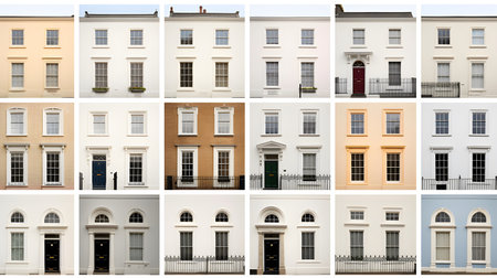 Collage of different European houses. Real estate concept.の素材