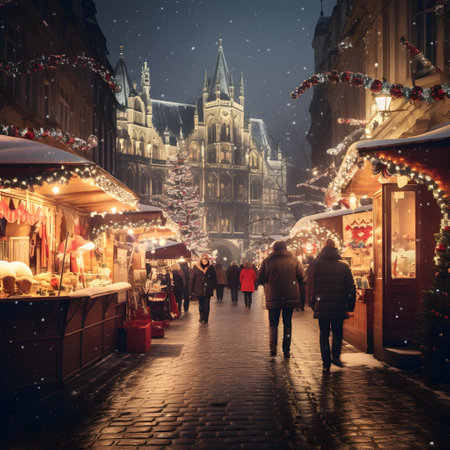Christmas market in Prague, Czech Republicの素材