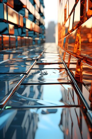 3d illustration of abstract geometric composition, digital art works. 3d rendering.の素材