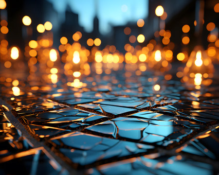 Lighted candles on the background of the city. 3d renderingの素材