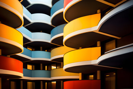 Colorful modern architecture in the city. 3d render illustration.の素材