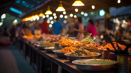 Bowls of spices and herbs at a market in Thailand.の素材