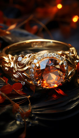 Beautiful jewelry on table, close-up. Luxury jewelry backgroundの素材